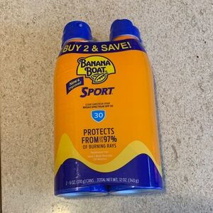 Banana Boat Sport Sunscreen Spray SPF 30 2-Pk 6 Oz each NEW Sealed Expo 03-2028